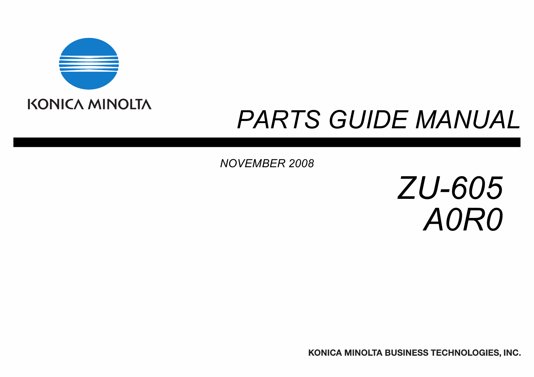 Konica-Minolta Options ZU-605 A0R0 Parts Manual-1 Konica-Minolta Options ZU-605 A0R0 Parts Manual-1